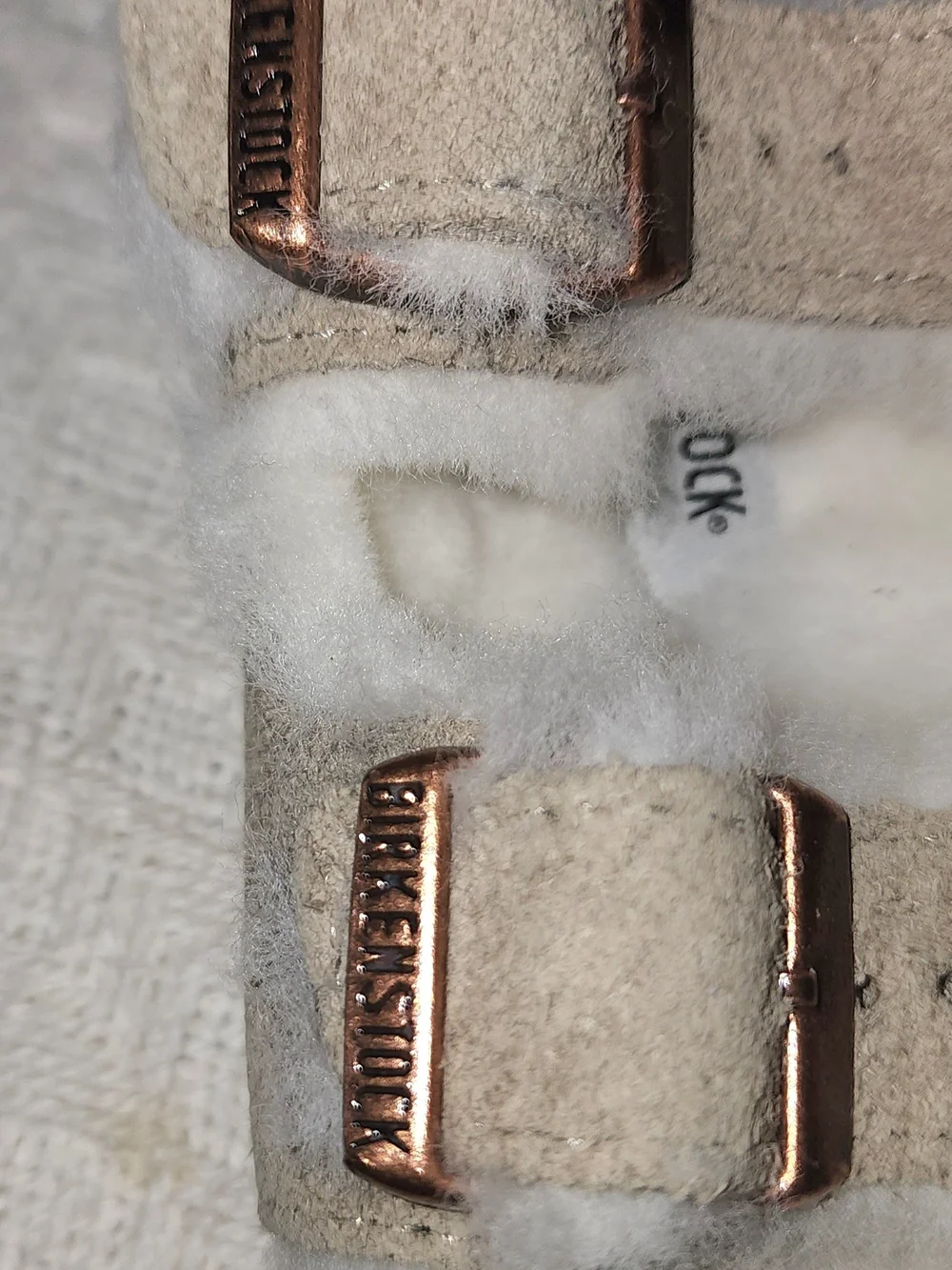 Birkenstock Kids Suede Shearling Sandals in Light Gray Sz 12-12.5